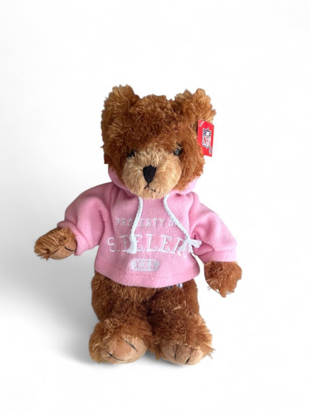 NFL Steelers Brown Teddy Bear in Pink Hoodie Plush